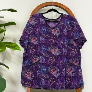 Disney Villains 3XL Purple Short Sleeve Scrub Top